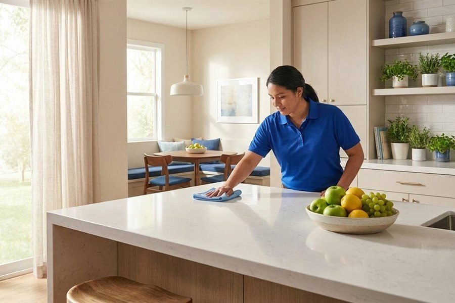 Clean kitchen in a metro Atlanta home after a Starbiz Cleaning visit