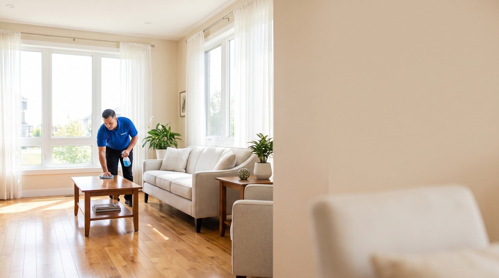 Starbiz cleaner detailing a bright family living room