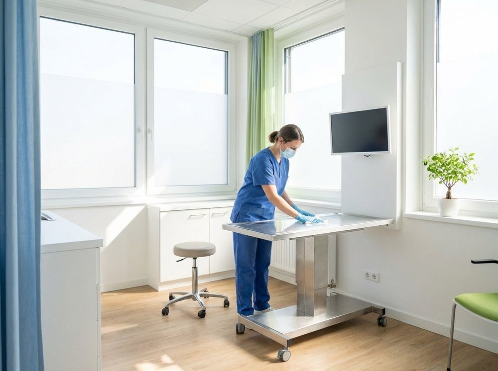 Disinfecting a modern medical exam room
